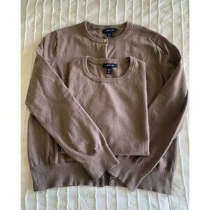 Lands End Petite Medium Sweater Set NWOT Brown classic preppy quiet luxury